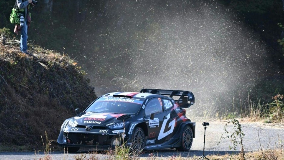 The Toyota of Sebastien Ogier and his co-driver Vincent Landais