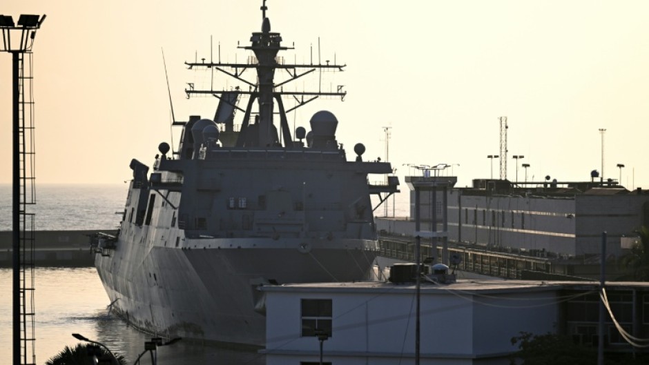 The USS Fort Lauderdale is docked in the port of La Guaira, Venezuela
