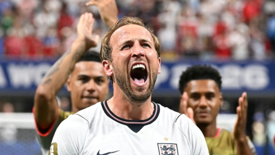 England captain Harry Kane celebrates after scoring the goals that saw England defeat DR Congo 2-1