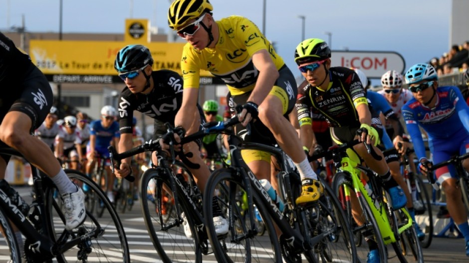 Chris Froome (C), pictured at the 2017 Saitama Criterium, won the Tour de France four times