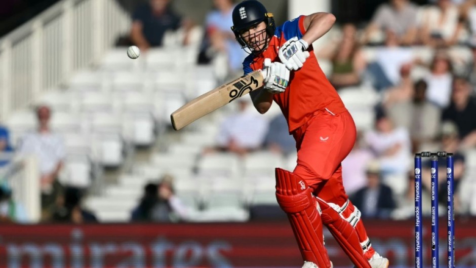 England captain Nat Sciver-Brunt hits out in a Women's T20 World Cup semi-final against South Africa at the Oval
