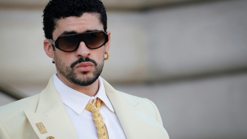 Puerto Rican singer Bad Bunny arrives for the Schiaparelli Haute Couture show