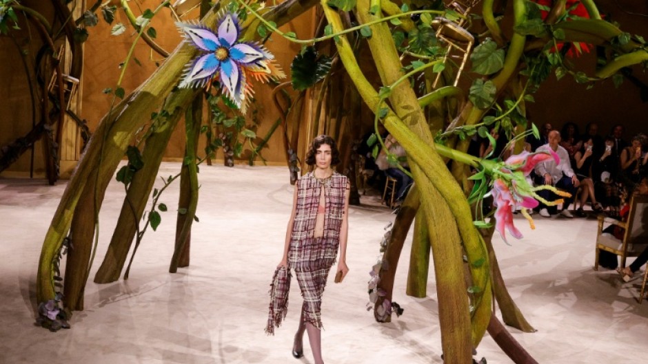 A model at the Chanel show at the Grand palais in Paris