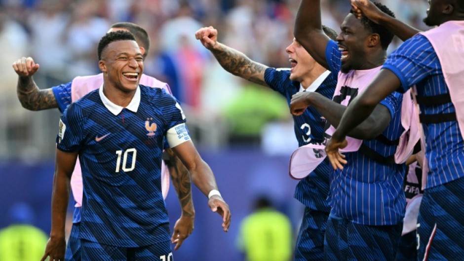 Kylian Mbappe celebrates with his teammates after France beat Paraguay in the last 16 of the World Cup last weekend