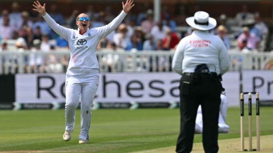 England's Sophie Ecclestone appeals during the inaugural women's Test at Lord's