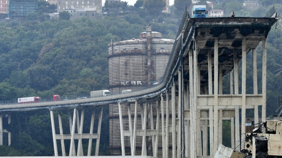 The Morandi Bridge in Genoa, part of a key highway connecting France and Italy, gave way in torrential rain on August 14 2018, sending dozens of vehicles tumbling into the abyss.