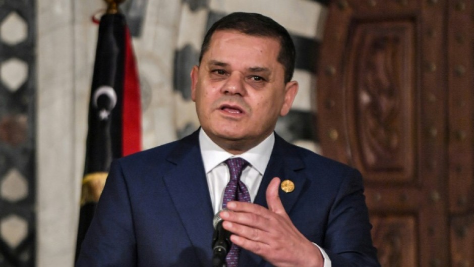 Libya's Tripoli-based Prime Minister Abdulhamid Dbeibah speaking at a joint press conference in Tunisia's capital