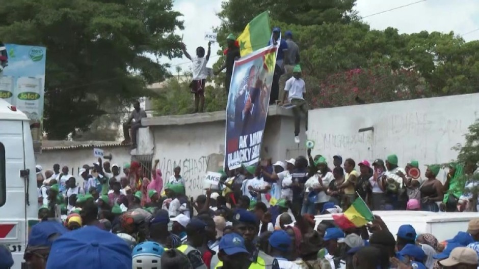 Supporters of ex-Senegal president Macky Sall gather in Dakar to welcome him