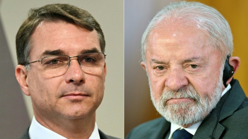 Flavio Bolsonaro (L) was neck-and-neck with incumbent President Luiz Inacio Lula da Silva (R) in the polls until he was hit by a series of scandals: ties to a disgraced banker, a family feud, and new tariffs from US President Donald Trump