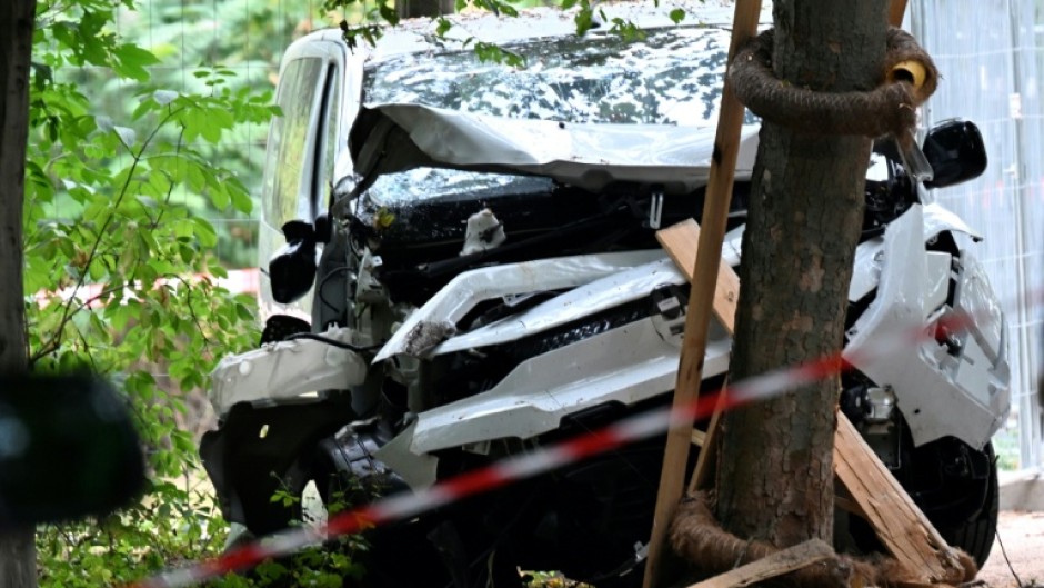 View of the vehicle used in the ramming attack which killed one person and injured 16 others