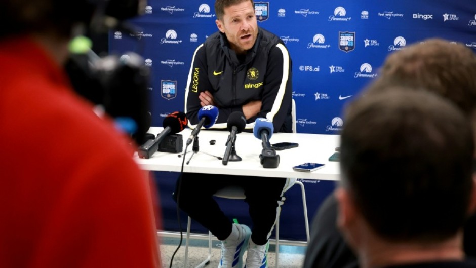 Chelsea manager Xabi Alonso speaks at a press conference in Sydney