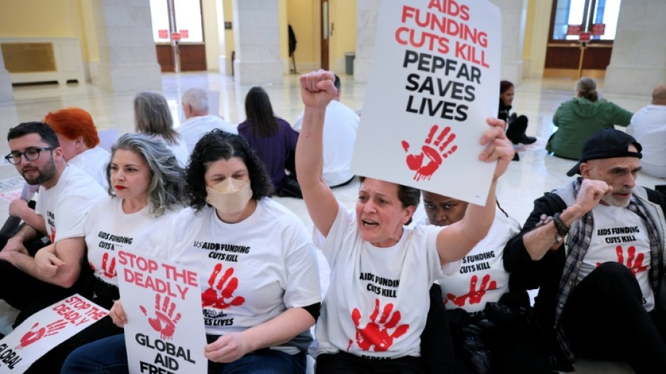 A protest at the US Capitol last year against the Trump administration's cuts to HIV/AIDS funding