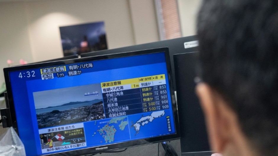 Shaking continued for about half an hour after an earthquake with a magnitude of 7.1 hit southwest Japan, an NHK staffer said