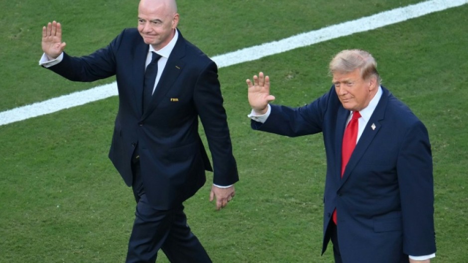 Gianni Infantino (L) with US President Donald Trump at the World Cup final
