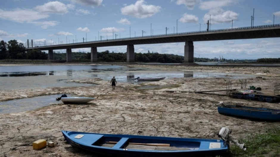 A water in the Danube river has dropped to a record low point, exposing parts of the riverbed