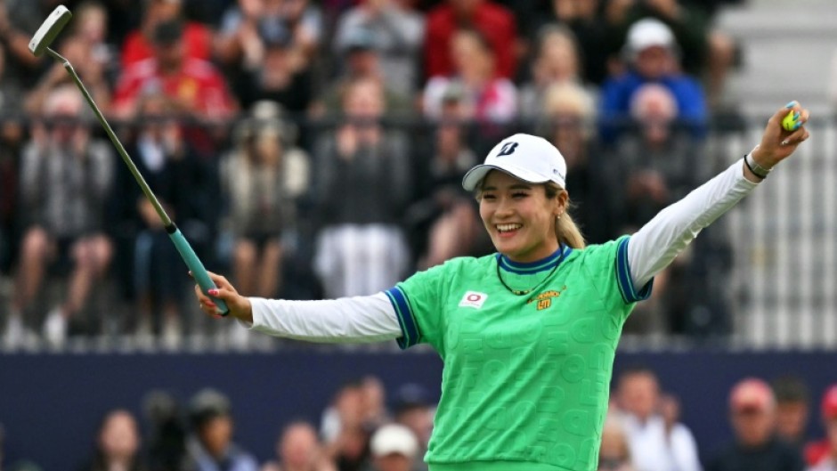 Japan's Shiho Kuwaki celebrates winning the women's British Open