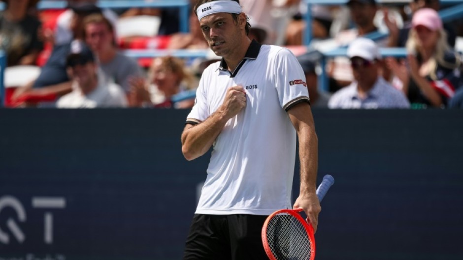 American Taylor Fritz celebrates his victory over Rafael Jodar in the ATP Washington final
