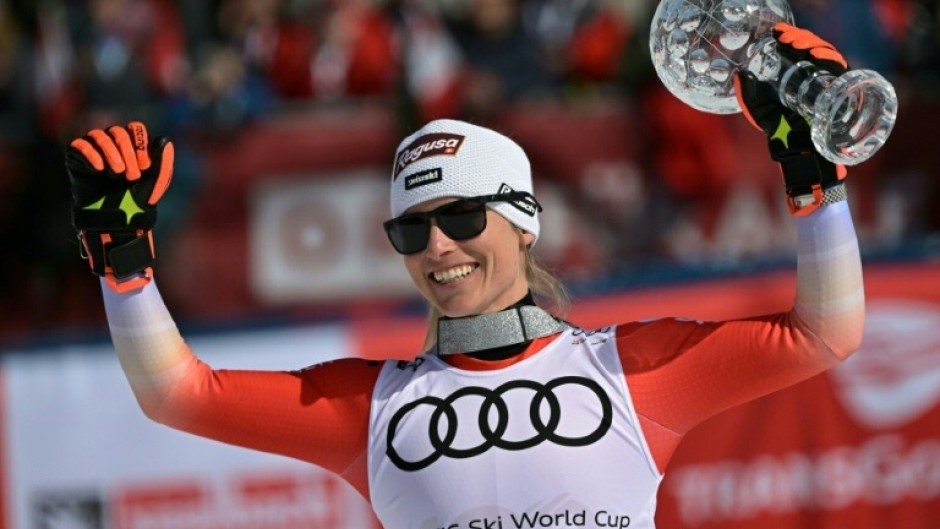 Swiss skier Lara Gut Behrami with her second overall World Cup Crystal Globe