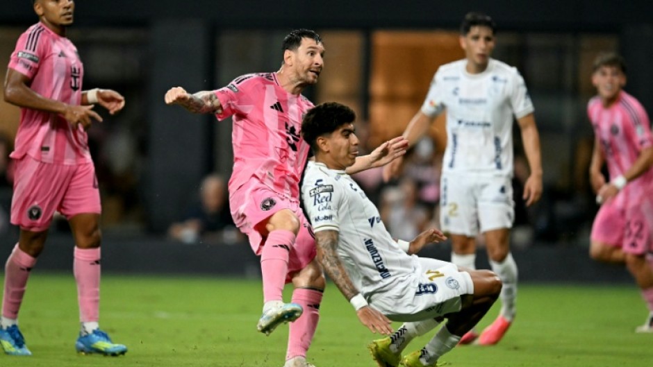 Lionel Messi fires home Miami's third goal against Atletico San Luis