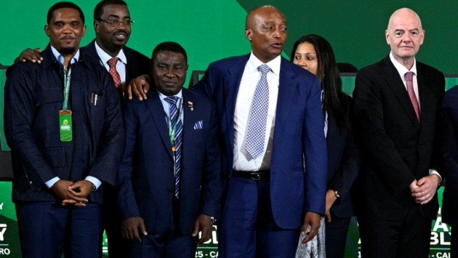Samuel Eto'o (L) believes Gianni Infantino is the right man to lead FIFA
