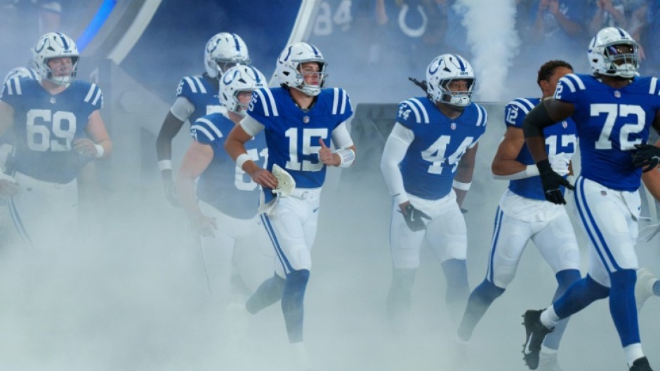 The Indianapolis Colts runs onto the field prior to a preseason game against Atlanta Falcons at Lucas Oil Stadium on August 22, 2026 in Indianapolis, Indiananapolis, Indiana
