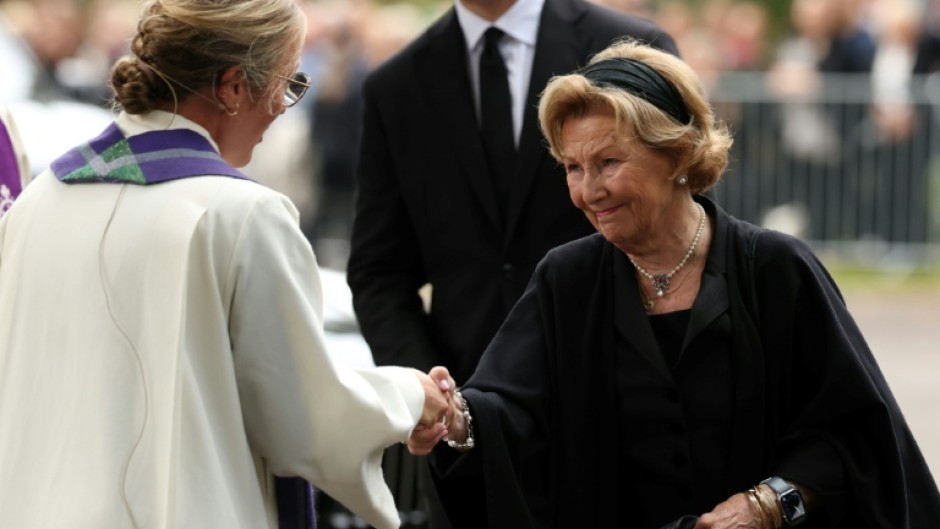 The late king's widow Queen Sonja attended the memorial service for her husband