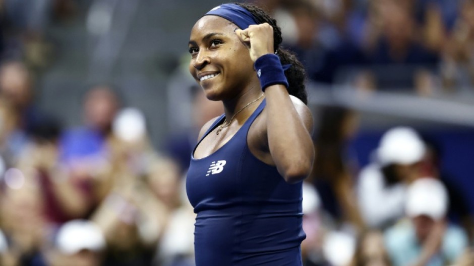 Former champ Coco Gauff celebrates her US Open first-round win