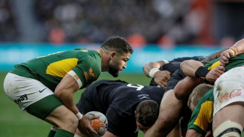 South Africa scrum-half Cobus Reinach prepares to put the ball into a scrum during the Cape Town Test against New Zealand
