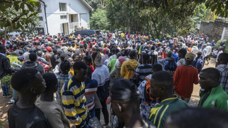 Crowds queued outside the Burundi embassy on Monday