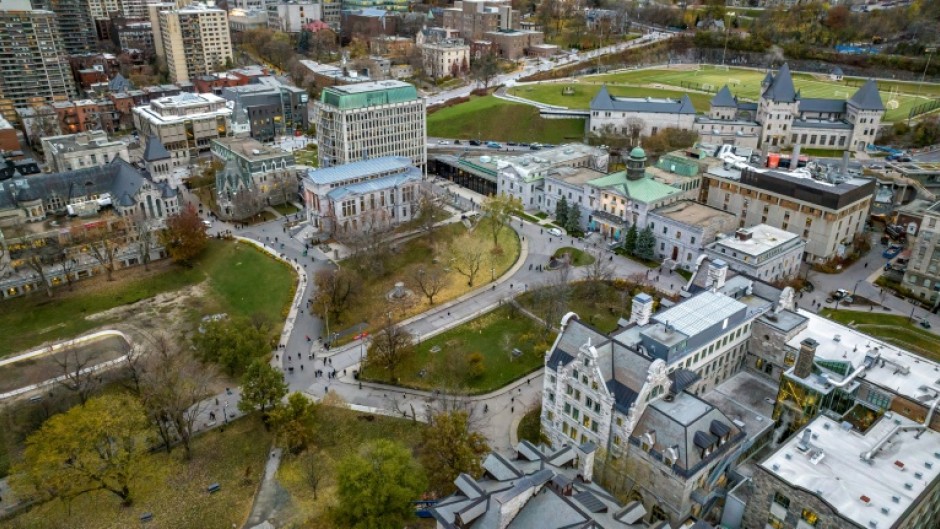 Aerial view of the McGill University campus in Montreal, one of several Canadian universities looking to attract US talent