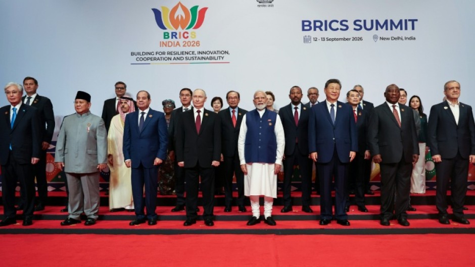 BRICS leaders including China, Russia and India entered a second day of talks in New Delhi, discussing "inclusive global growth", after reaching rare agreement calling for calm in the Middle East.