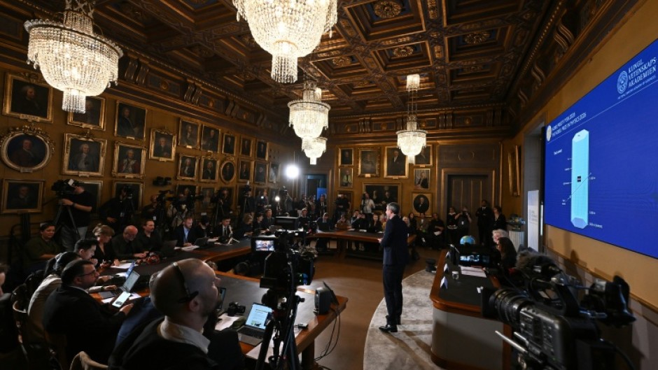 The Nobel committee presented Halzen's work at a news conference in Stockholm