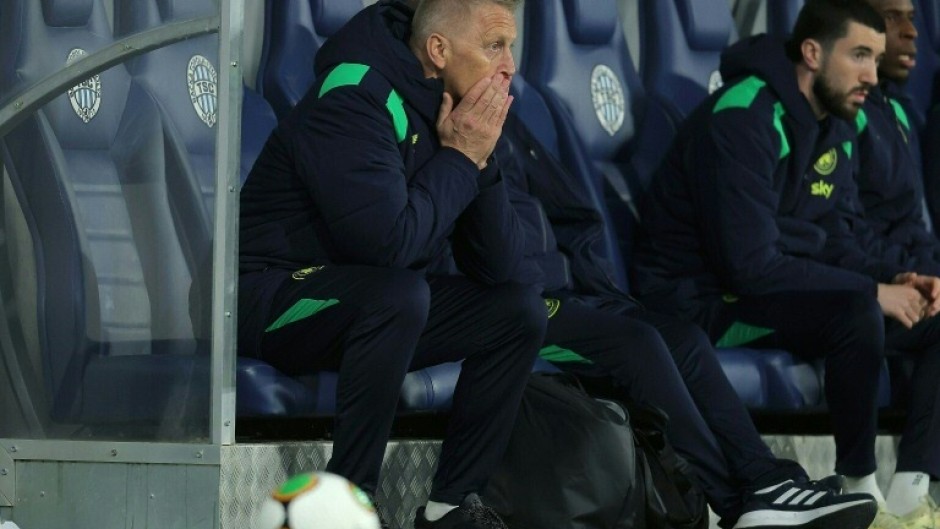 Republic of Ireland's head coach Heimir Hallgrimsson (L) during the UEFA Nations League match against Israel in Backa Topola, Serbia
