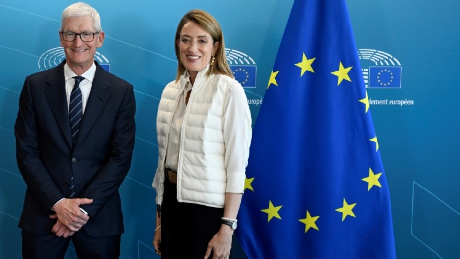 Apple executive chairman Tim Cook met European Parliament president Roberta Metsola for talks about children's safety online