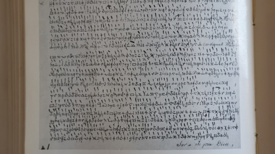 A reproduction of a wartime letter addressed to one of Napoleon's generals written in secret code in 1809, detailing the positions of French troops