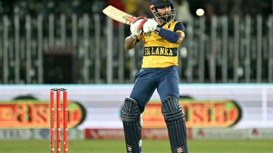 Sri Lanka's captain Kusal Mendis plays a shot during the third T20 international cricket match between Pakistan and Sri Lanka at the Rawalpindi Cricket Stadium