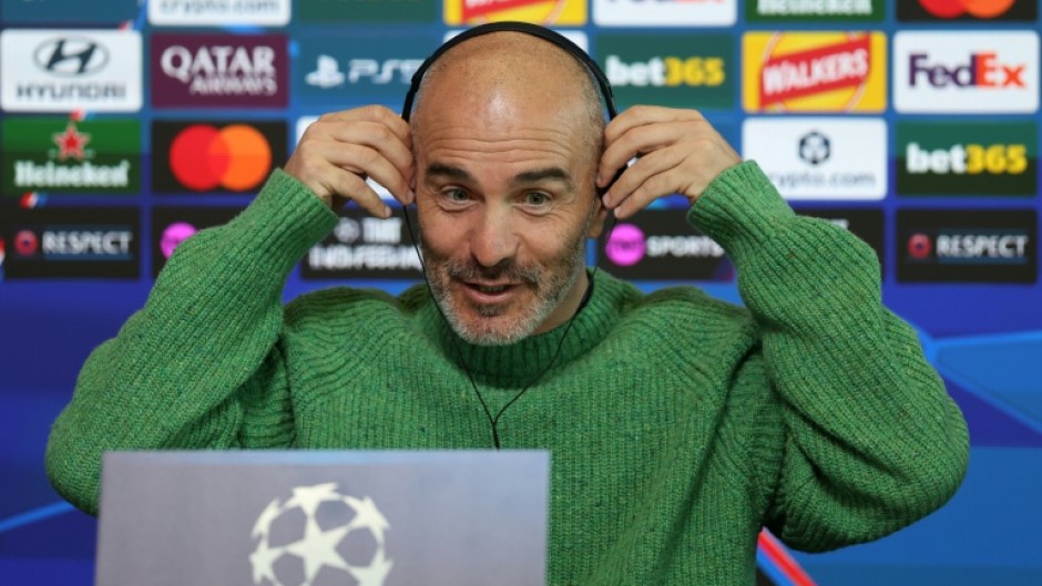 Manchester City manager manager Enzo Maresca reacts during a press conference on the eve of a UEFA Champions League tie against AEK Athens