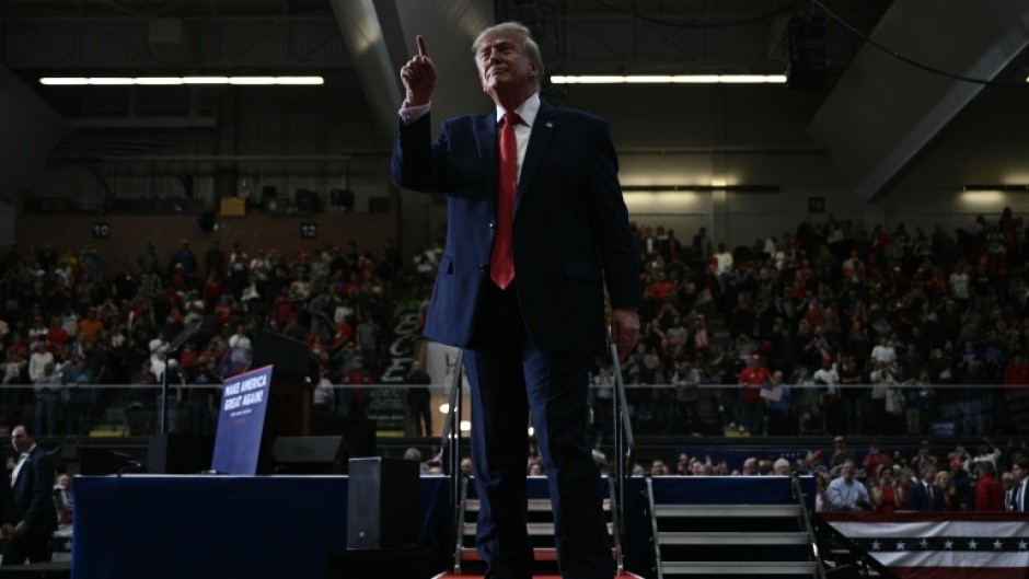 US President Donald Trump speaks at a campaign rally in Port Huron, Michigan