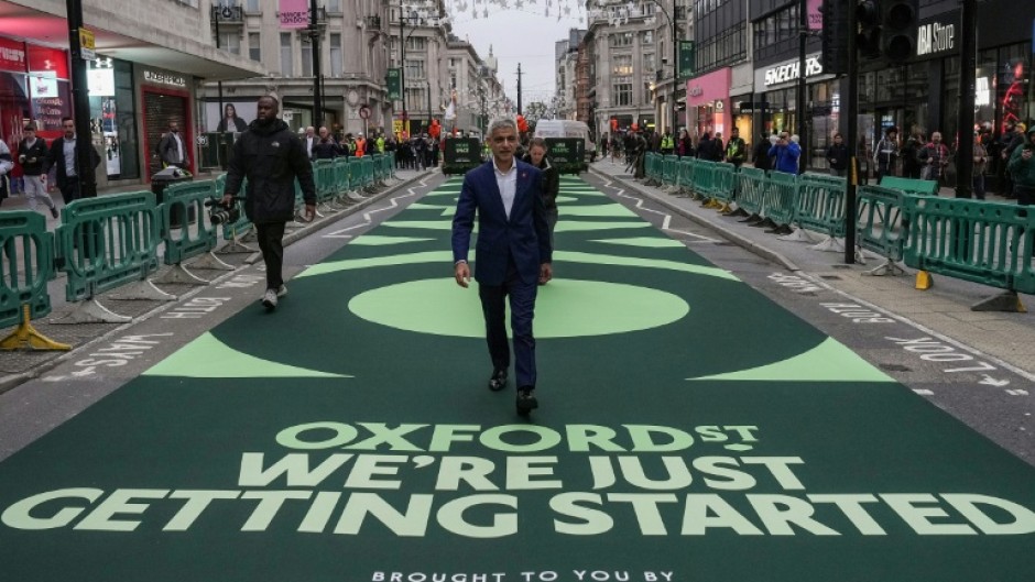 London Mayor Sadiq Khan said part of Britain's most famous shopping area, Oxford Street, had gone permanently traffic-free 'forever'