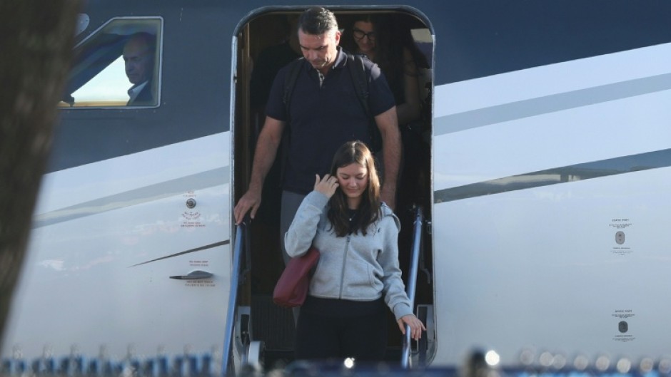 Flavio Bolsonaro steps off a plane after arriving at Opa Locka Executive Airport in Miami, Florida on October 28, 2026