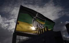 A flag of the ruling African National Congress (ANC).