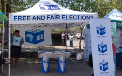An IEC tent where voters can register or check their details. Facebook/IEC
