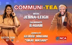 picture promoting eNCA show Communi-Tea with Jenna-Leigh with Wasabi AKA George Mnguni. Show time 08:40 