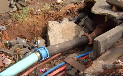 One of the water pipes being worked on. 
