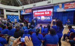 DA leader John Steenhuisen is leading a Workers' Day rally in Cape Town. eNCA/Zaid Harris