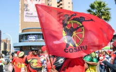 File: A Cosatu flag. Darren Stewart/Gallo Images via Getty Images