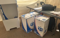 Ballot boxes at a voting station. 