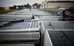 File: Piles of worn-out solar panels. AFP/Christophe Archambault