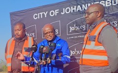 Officials from Johannesburg water with Mayor Dada Morero