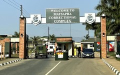 A photo shows a prison checkpoint where deportees from the United States with criminal records in Matsapha, central Eswatini, on September 10, 2025.